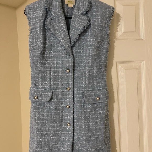 Maeve by Anthropologie Women Blue Tweed Blazer Dress Size 0P NWOT - Picture 4 of 5